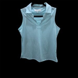Pebble Beach Dry-Luxe Women's Aqua Sleeveless Top for Golf or Pickleball